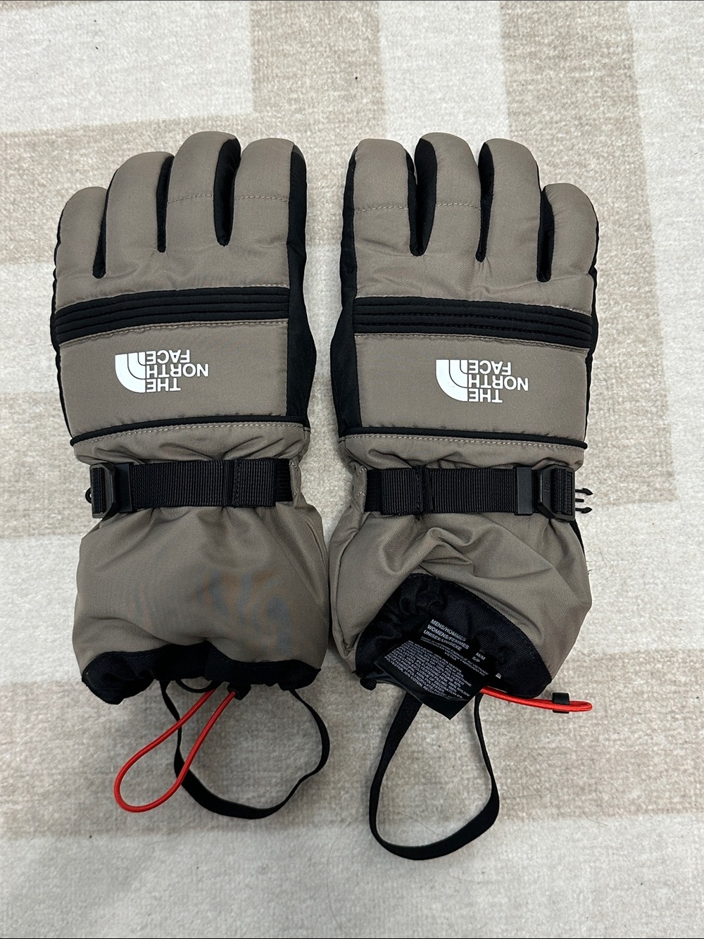 The North Face Taupe and Black Insulated Winter Gloves